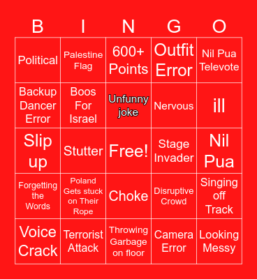 Eurovision 2025 Bingo Card