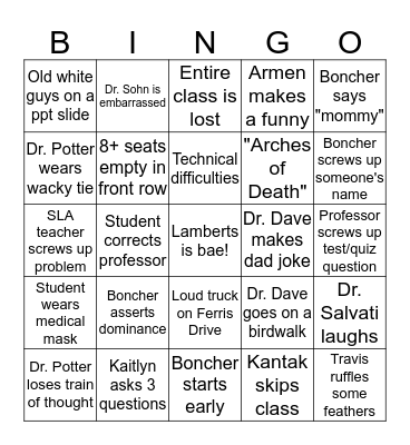 Pharmacy School Bingo Volume 2 Bingo Card