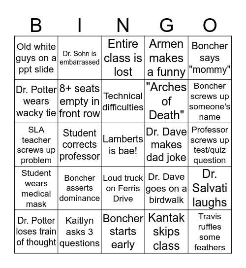 Pharmacy School Bingo Volume 2 Bingo Card