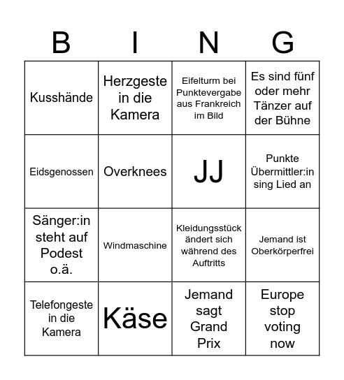 ESC 2025 Bingo Card