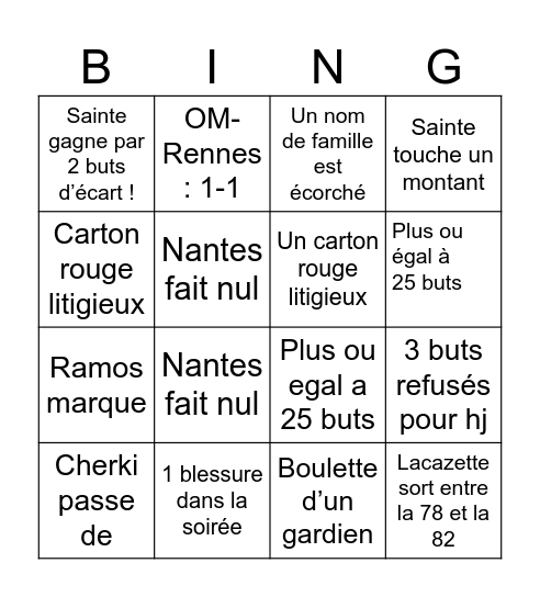 Lingo Bingo Card