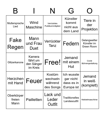 ESC 2025 Bingo Card