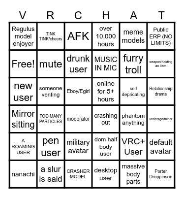 Public Instance BINGO Card