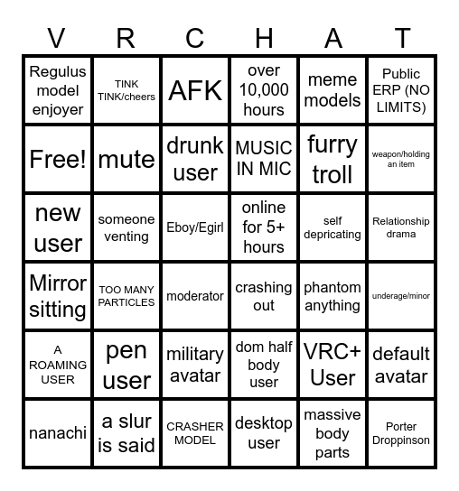 Public Instance BINGO Card