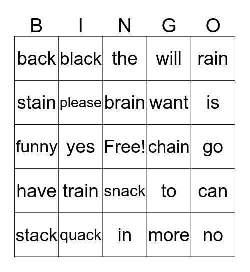 Word Study Bingo Card