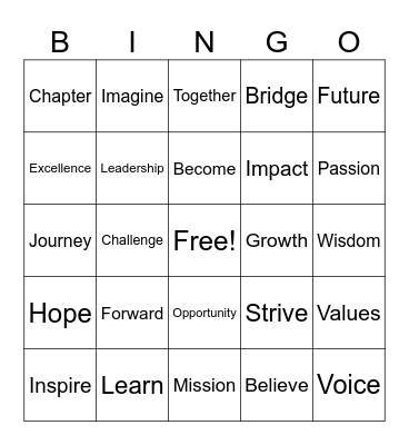 Commencement Bingo Card