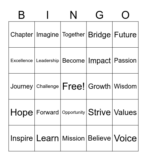 Commencement Bingo Card