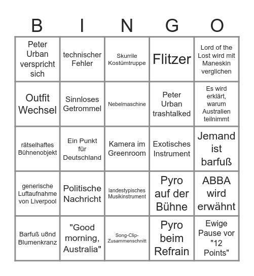 Das große ESC-Bullshit-Bingo Card