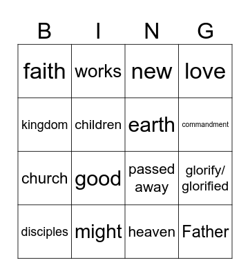 Fifth Sunday of Easter year C Bingo Card