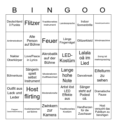 Eurovision 2025 Bingo KRML Bingo Card