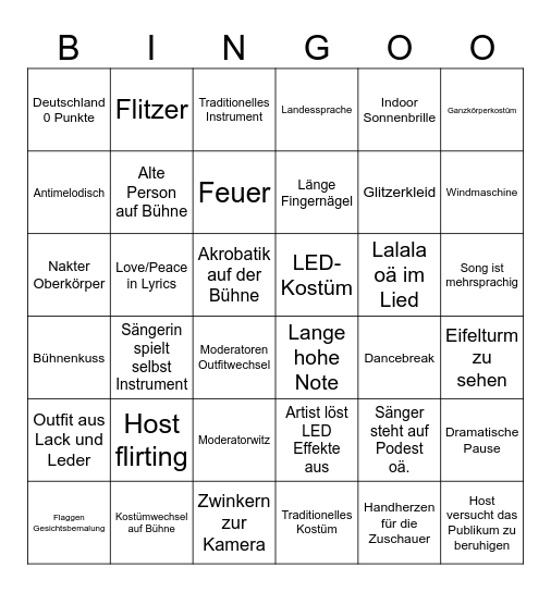 Eurovision 2025 Bingo KRML Bingo Card