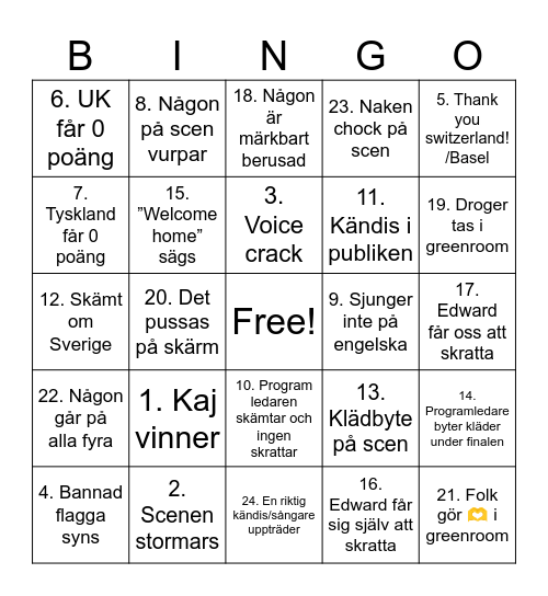 Bingo Bongo Mongo Bingo Card