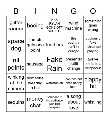 Eurovision 2025 Bingo Card