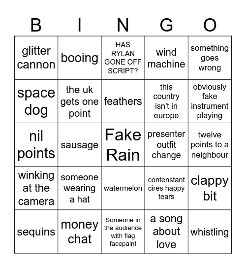 Eurovision 2025 Bingo Card