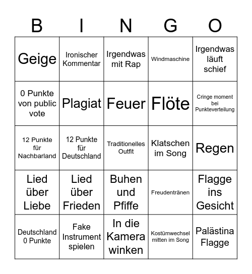 ESC Bingo Card