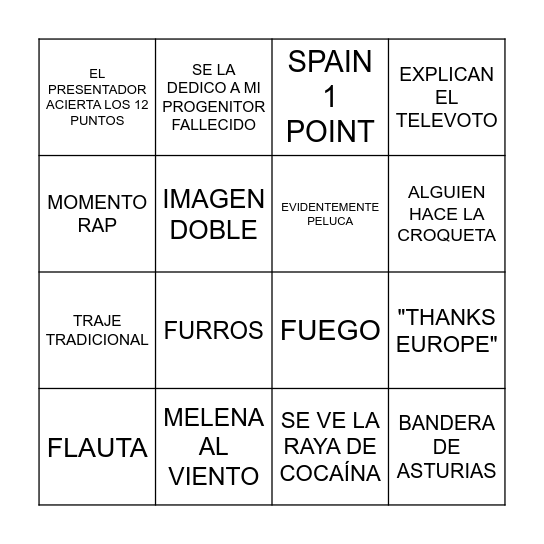 EUROBINGO Card