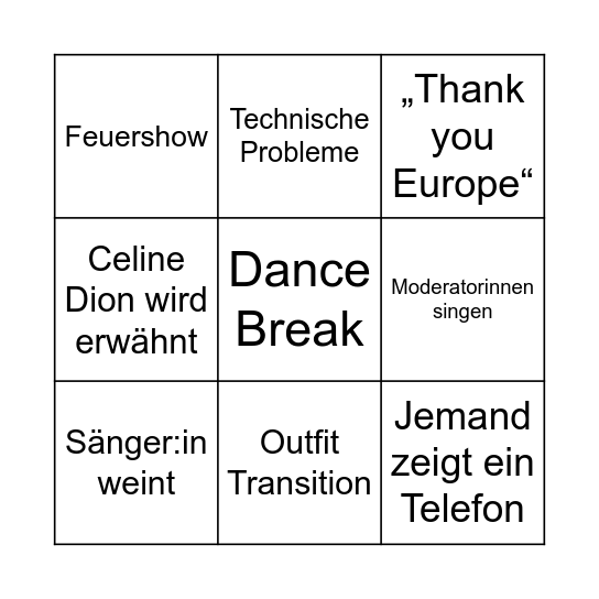 ESC 2025 Bingo Card