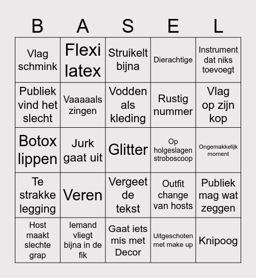 Eurovision bingo 2025 Bingo Card