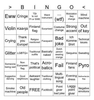 Korvfisk ESC FINALS bingo Card