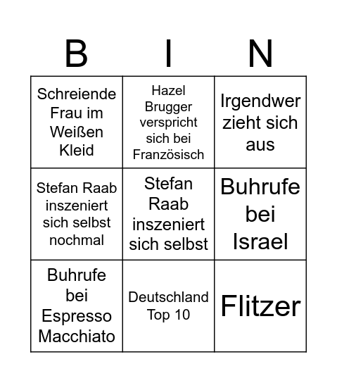 ESC Bingo Card