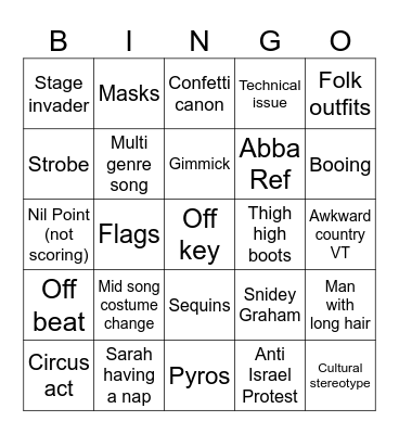 Manchester Eurovision ‘25 Bingo Card