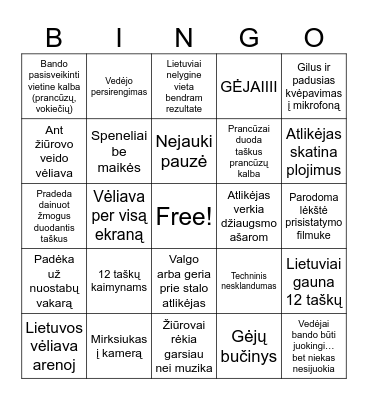 Eurovision Bingo Card