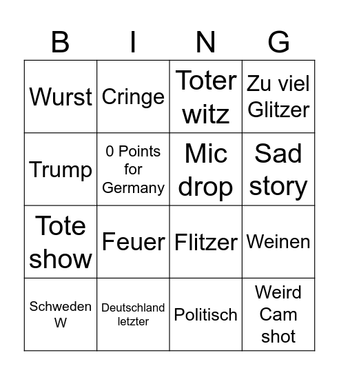 ESC Bingo Card