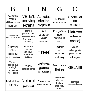 Eurovision Bingo Card