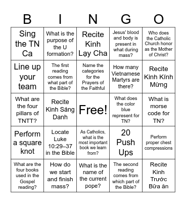 TN C1 Test Bingo Card
