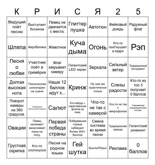 ШИЗОВИДЕНИЕ2025 Bingo Card