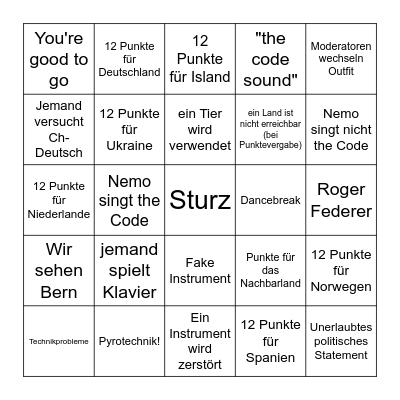 Esc Bingo Card