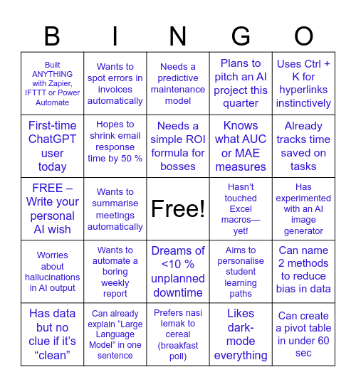 AI dan Saya Bingo Card