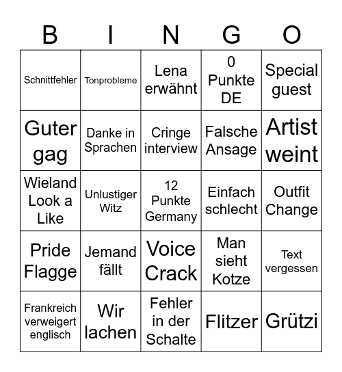 ESC Bingo Card