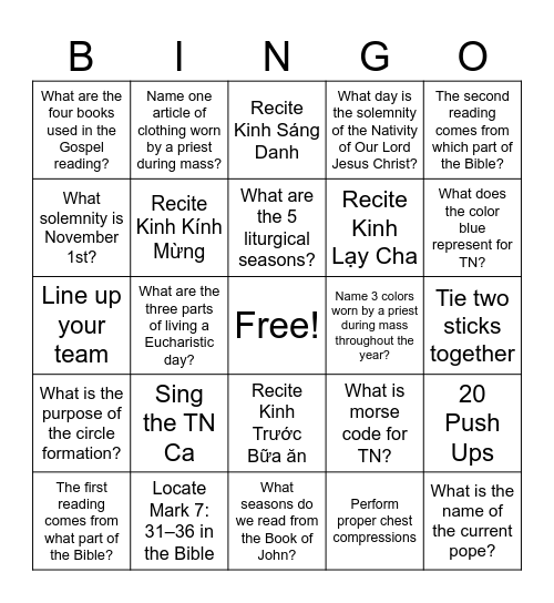 TN Cap 2 Test Bingo Card