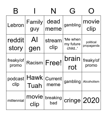 instagram bingo Card
