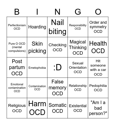 OCD BINGO Card