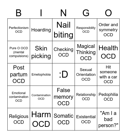OCD BINGO Card