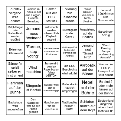ESC Deutsch Bingo Card