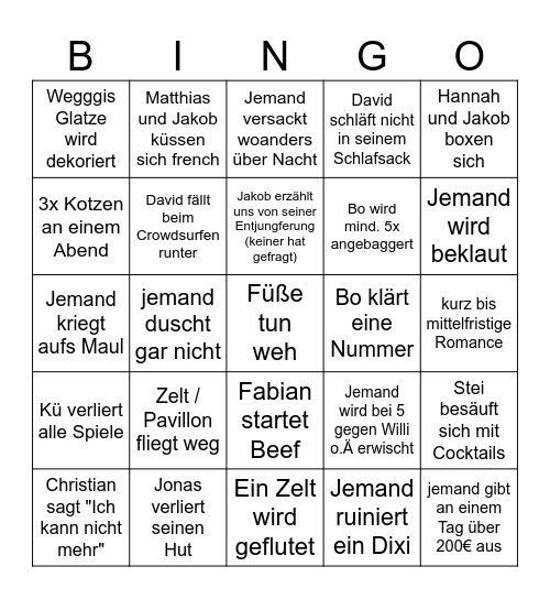 Rock am Ring 2025 Bingo Card