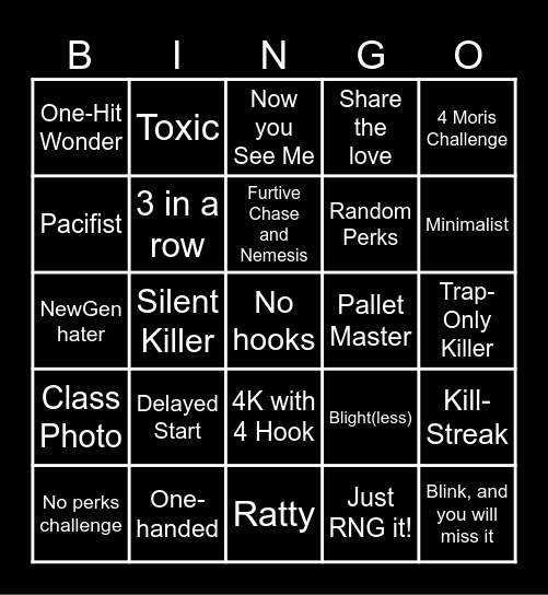 Jakes Demise Bingo Card