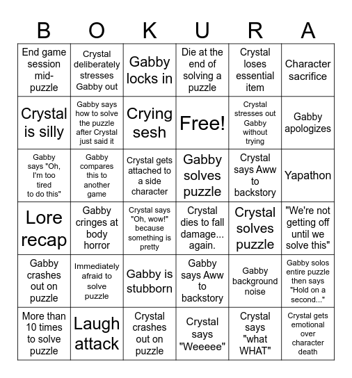 BOKURA BINGO Card