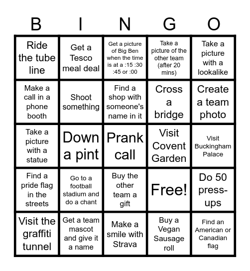 Pookies London Bingo Card