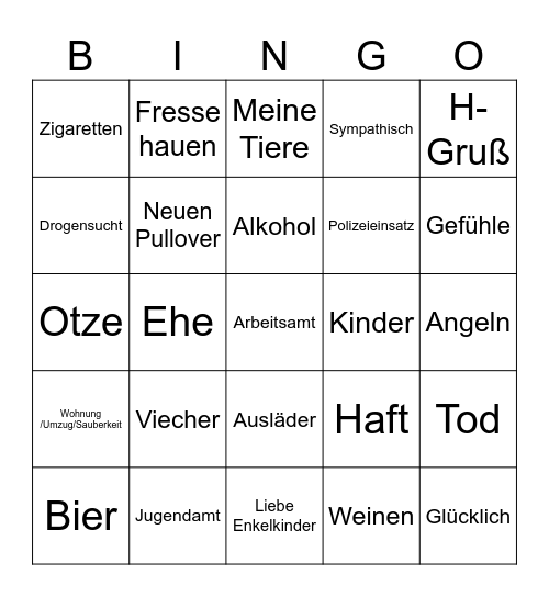Ritter Bingo Card