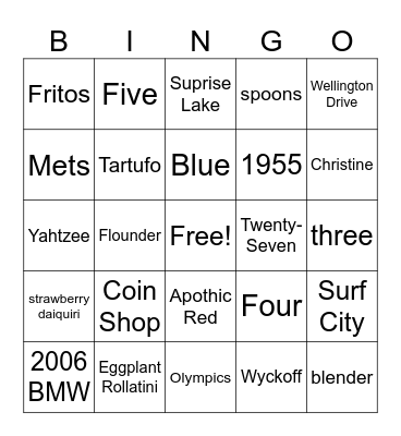 Grammy Birthday Bingo Card