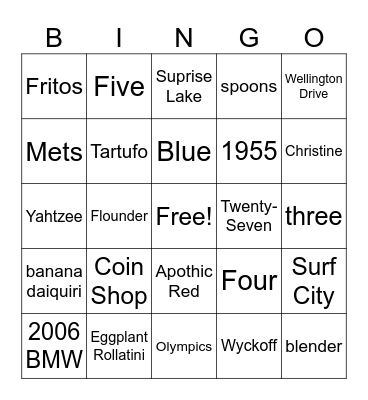 Grammy Birthday Bingo Card