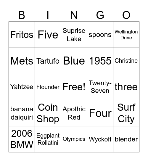 Grammy Birthday Bingo Card