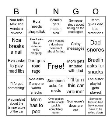Vacation Bingo Cards Bingo Card