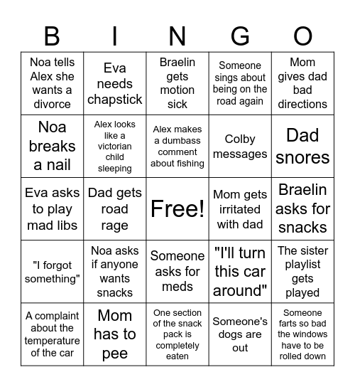 Vacation Bingo Cards Bingo Card
