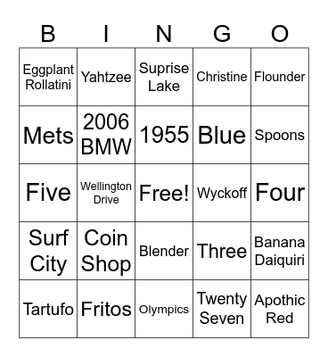 Grammy's Birthday Bingo Card