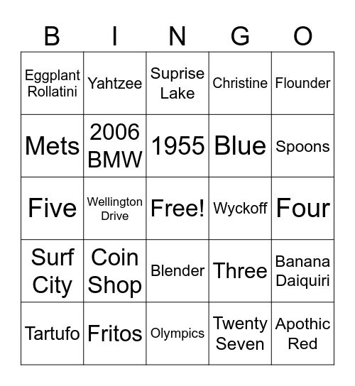 Grammy's Birthday Bingo Card
